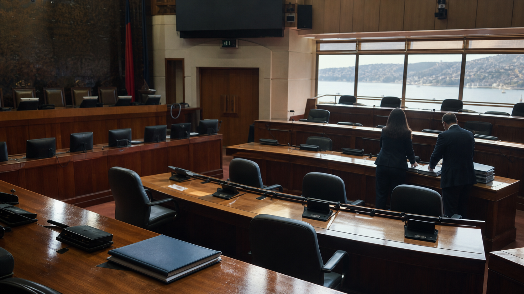 Hemiciclo casi vacío durante una pausa legislativa en Valparaíso